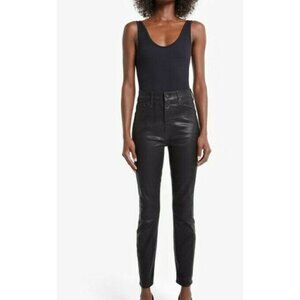 New Mother Denim Swooner Ankle Jeans Womens 26 Wet Paint High Rise Skinny Black